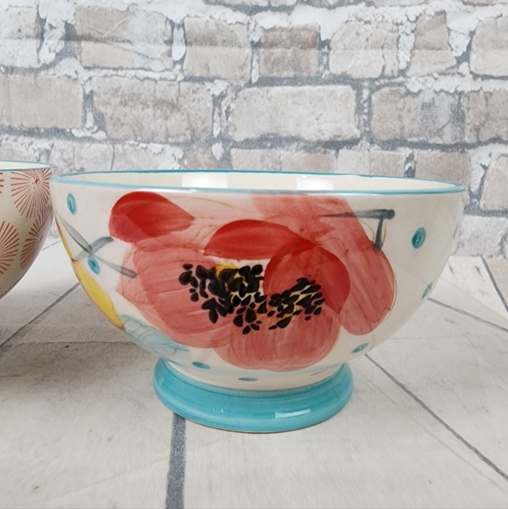 The Pioneer Woman 6Inch Footed Bowls Set of 2 Atomic Starburst Vintage Bloom - Picture 8 of 11